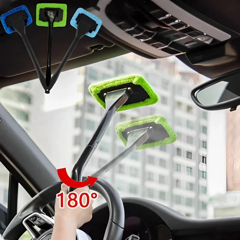 Universal Car Window Cleaning Kit Long-Handle Windshield Brush for Auto Detailing Easy Reach & Scratch Free Cleaning Tool