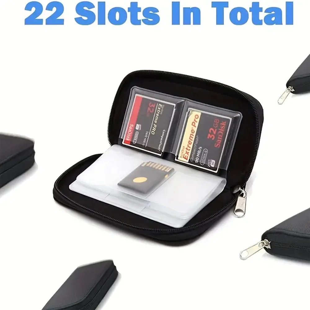 Speicherkarten-Aufbewahrungstasche, Tragetasche, Halter, Geldbörse, 22 Steckplätze für CF/SD/Micro SD/SDHC/MS/DS, Spielzubehör, Speicherkartenbox