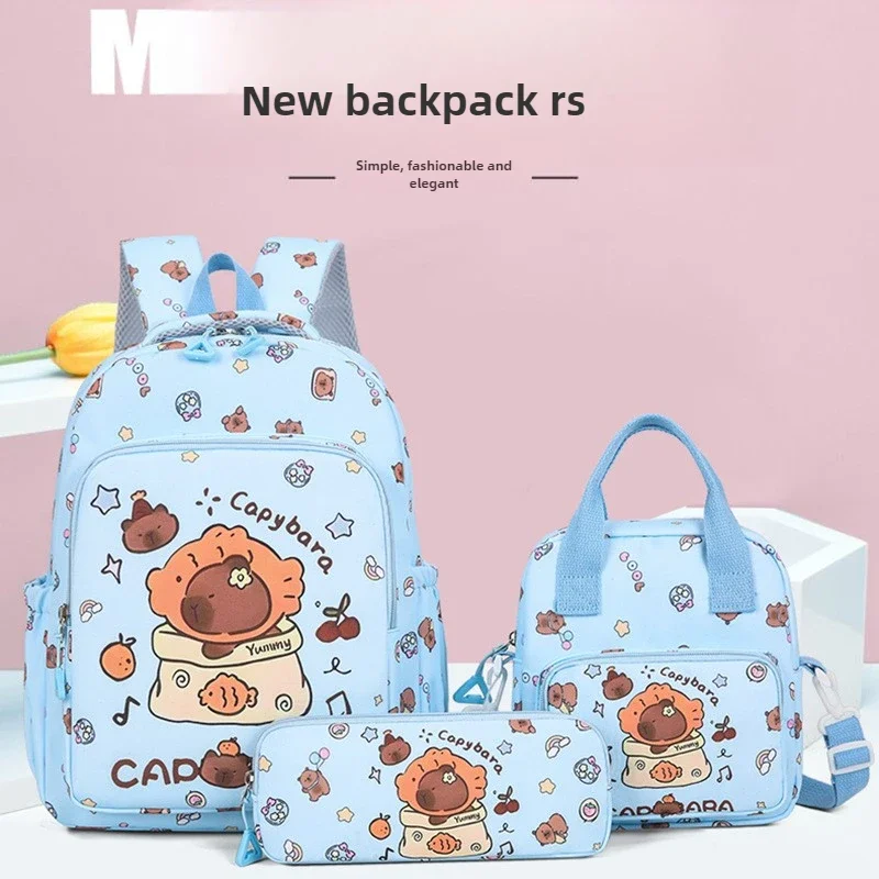 Capybara 다채로운 배낭 3 개/대 여성용 캐주얼 학교 가방 점심 가방 소녀 소년 학생 배낭