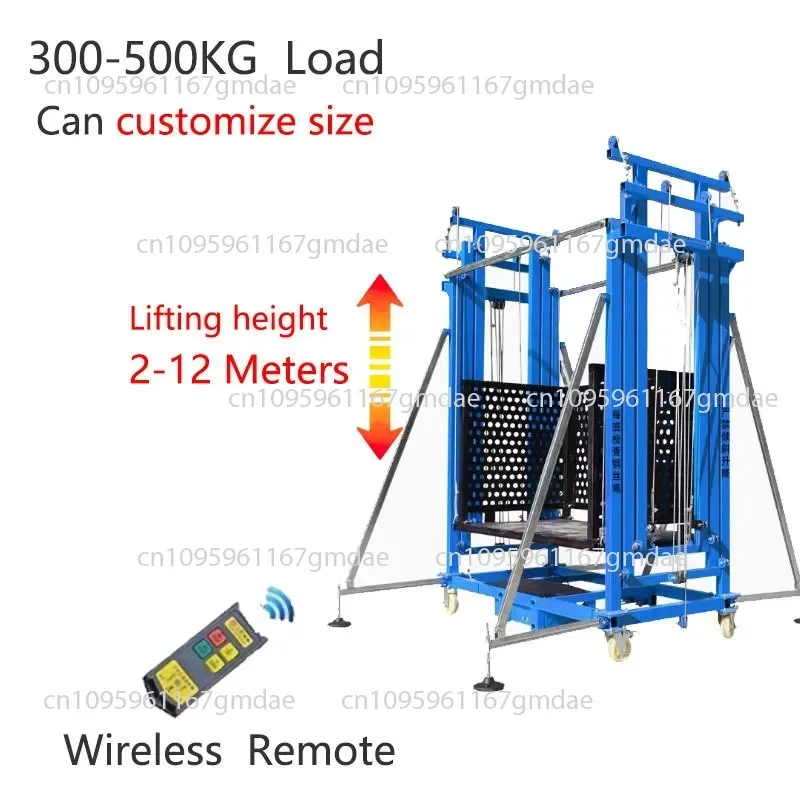 Andamio de elevación eléctrico de 2-8 metros, elevador de sitio de construcción con control remoto móvil plegable de carga de 500KG de alto