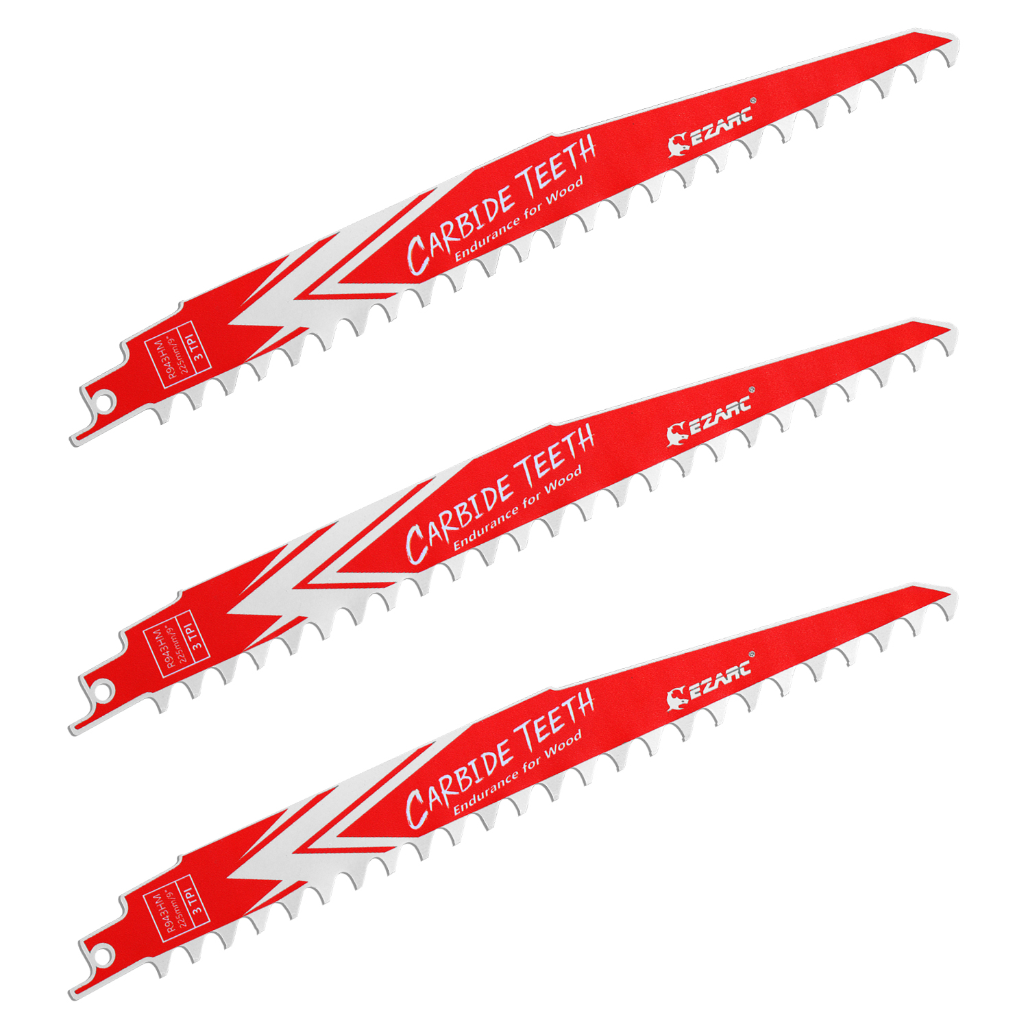 3 шт. твердосплавное полотно сабельной пилы для твердой древесины, R943HM 9 дюймов / 225 мм 3TPI, R1243HM 12 дюймов / 300 мм 3TPI