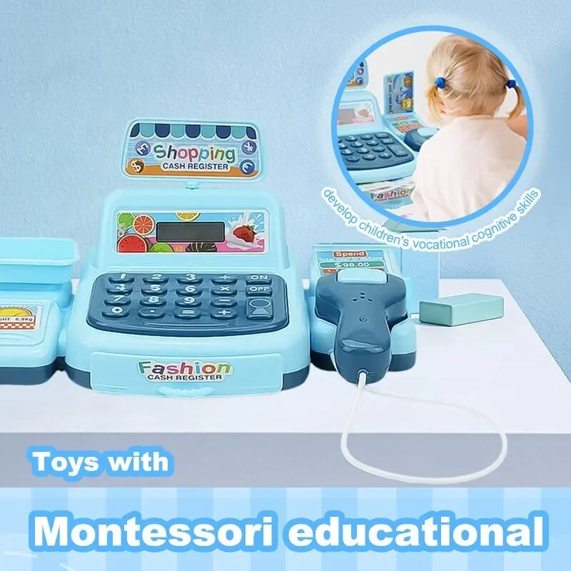 Simulation Shopping Cash House Toys Electronic Game Lighting and Sound Effects Supermarket Cashier Toys Toy for Kids Girl Gifts