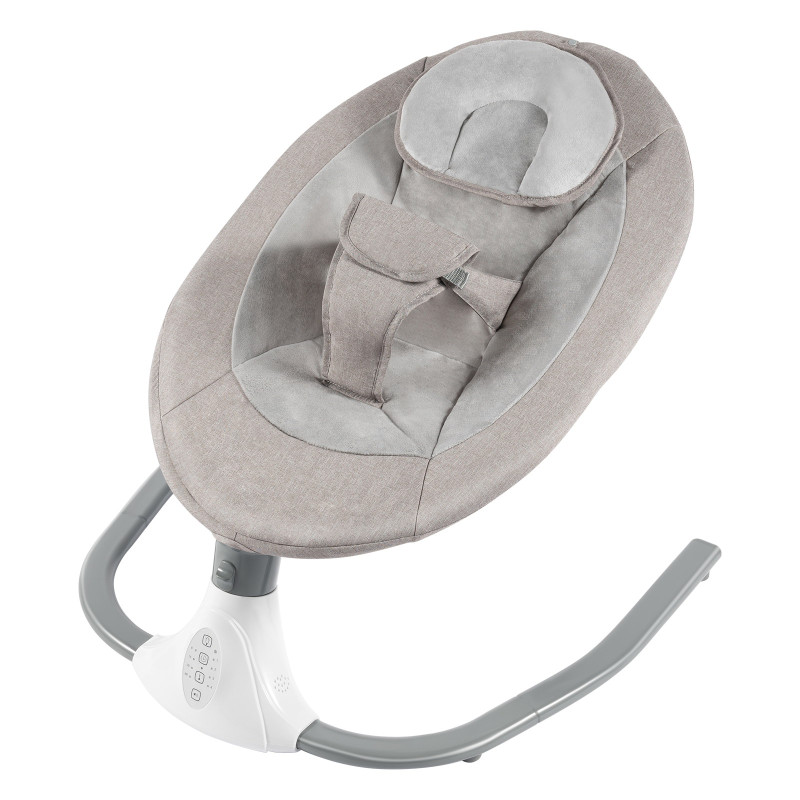 Babyschaukel elektrisch mit Musik, Bluetooth-Babywiege, 4 einzigartige U-förmige Bewegungsgeschwindigkeiten, Fernbedienung, USB, Grau, 0–10 Monate