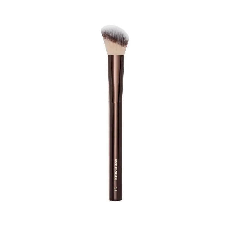 1 pieza # 15 brocha de maquillaje para colorete, brocha de maquillaje para colorete líquido, bronceador, uso con formulas de mejillas en crema, mango de Metal con caja