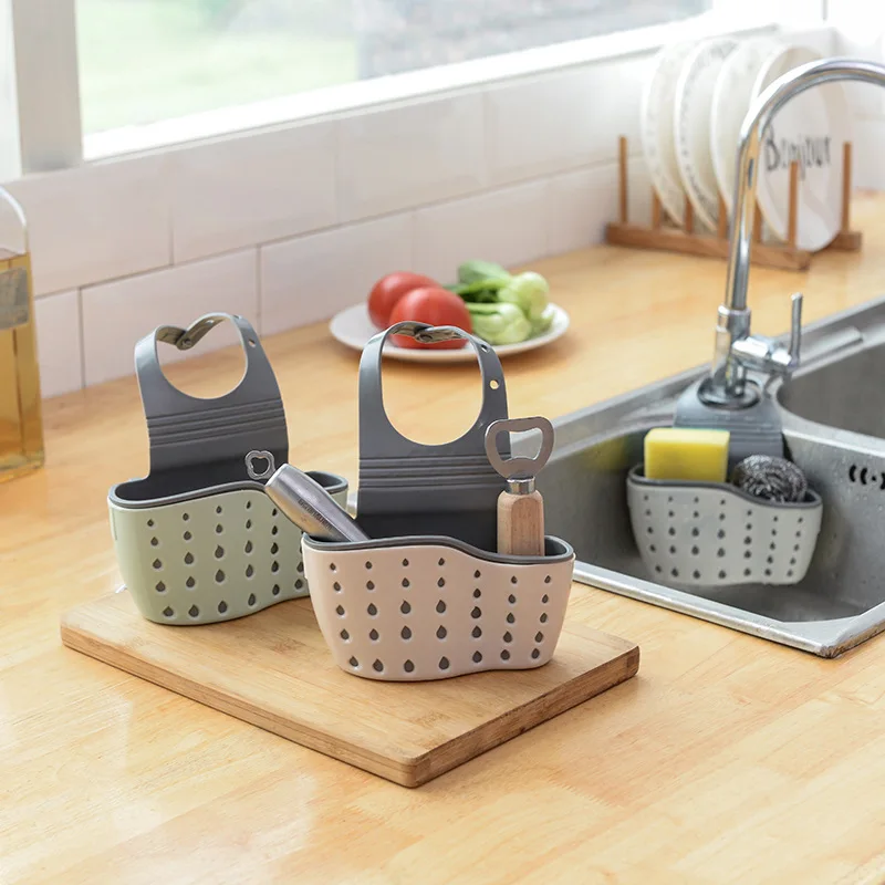 Dubbellaagse wastafel hangende tas keukenrek kraan spons houder opslag hangende mand keuken opbergrek wastafel accessoires