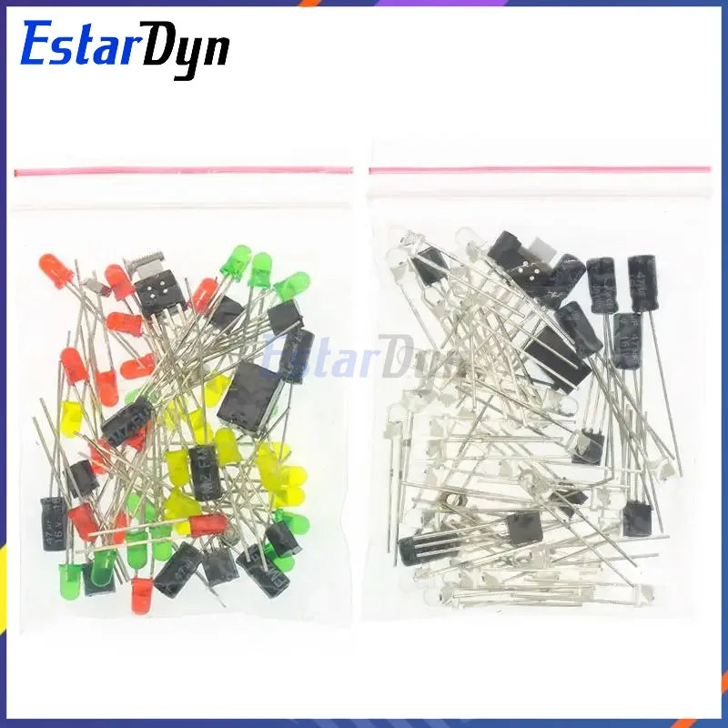 Estardyn Kit de bricolaje LED de árbol de Navidad 3D tridimensional Kit de circuito de Flash LED rojo/verde/amarillo Suite electrónica divertida