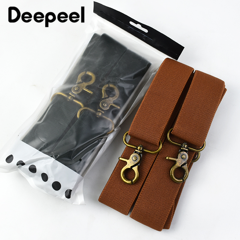 Deepeel 3.5*120cm Men's Adult Suspender X-Type Braces 4 Clips Hook Buckles Adjust Strap Elastic Belt Suspenders for Male Pants
