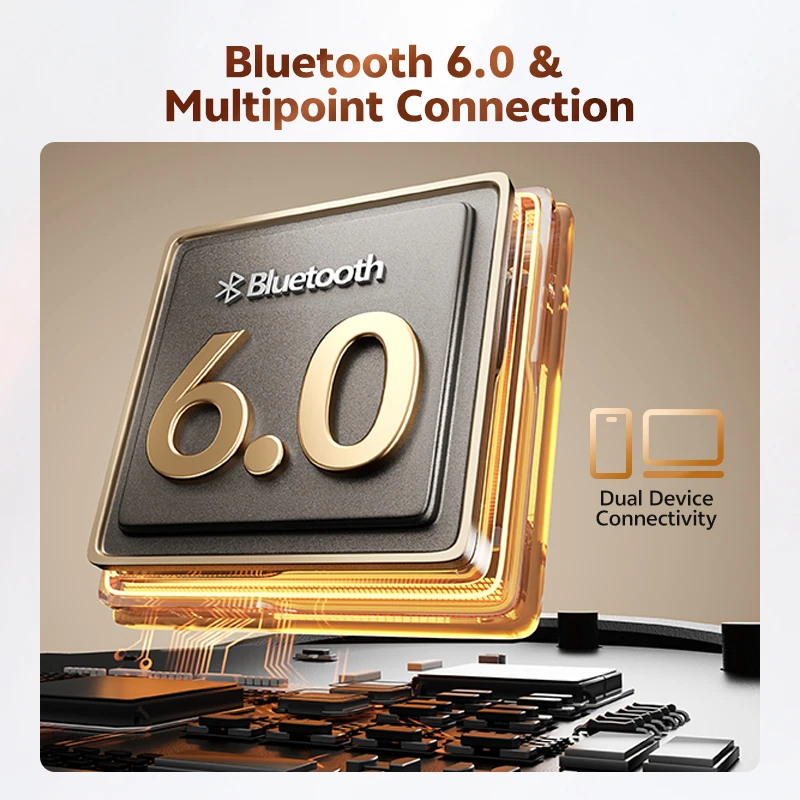QCY Crossky C50 Auriculares inalámbricos abiertos Bluetooth 6.0, cómodos auriculares de clip, 4 micrófonos, llamadas nítidas con IA, refuerzo de graves, 35 horas de reproducción para deportes y running