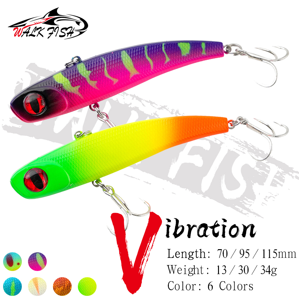 WALK FISH 1PCS New VIB Lure 13g 24g 30g 34g Fishing lure Winter ice Sinking Artificial Swimbait Fishing Rattlin Bait Japan Hook