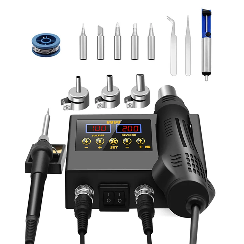 8898 Soldering Station Portable Digital Hot Air Gun  Rework Solder Station Hot Air Blower Heat Gun Desoldering VS 8586D 8586
