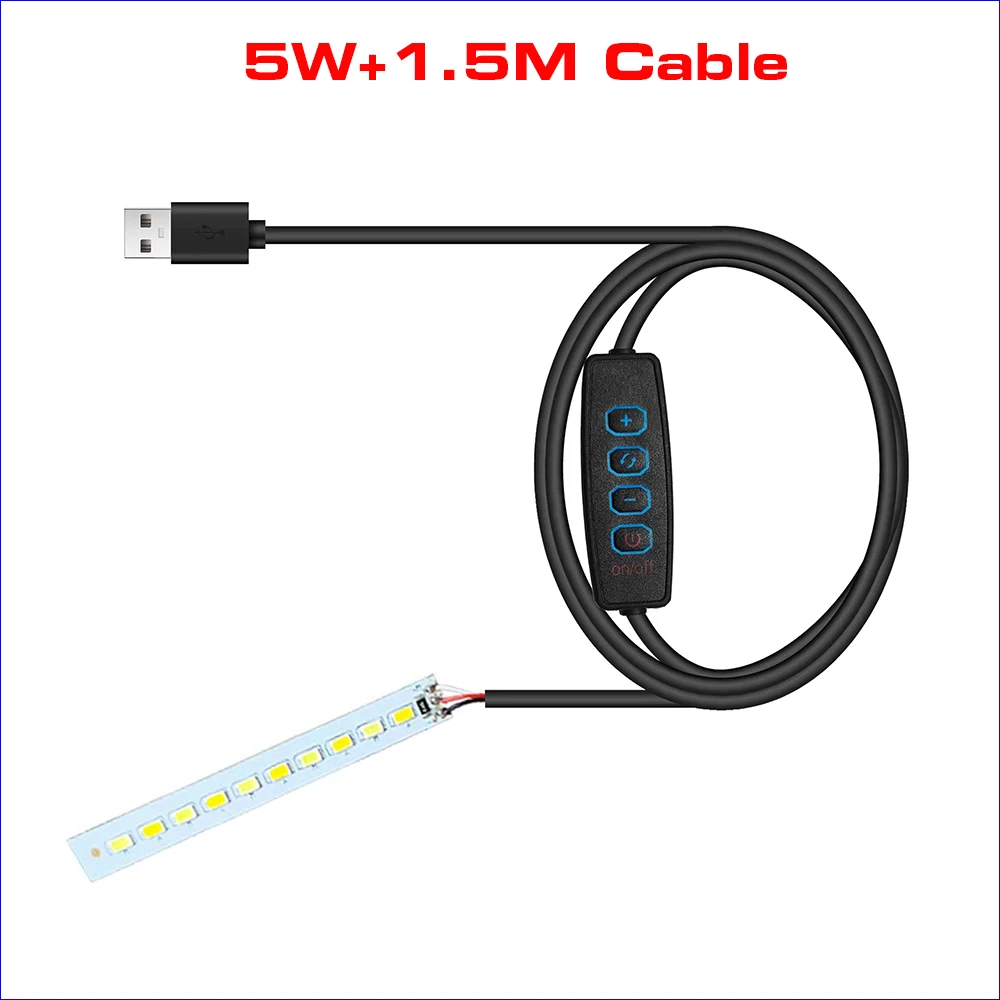 COMPYI 1PCS USB Plug DC5V LED lights Online Switch Dimming Controller With 1.5Meter Cable 3W 6W 10W 3000K+6500K Light Board .