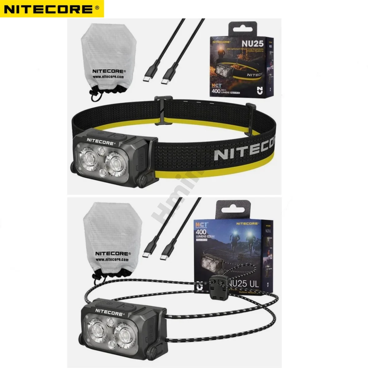 NITECORE NU25 UL V2 Sạc Đèn Pha 400Lumens Chùm Tia Kép Được Trang Bị Đèn Pha Siêu Nhẹ Đèn Pha Đèn Lồng