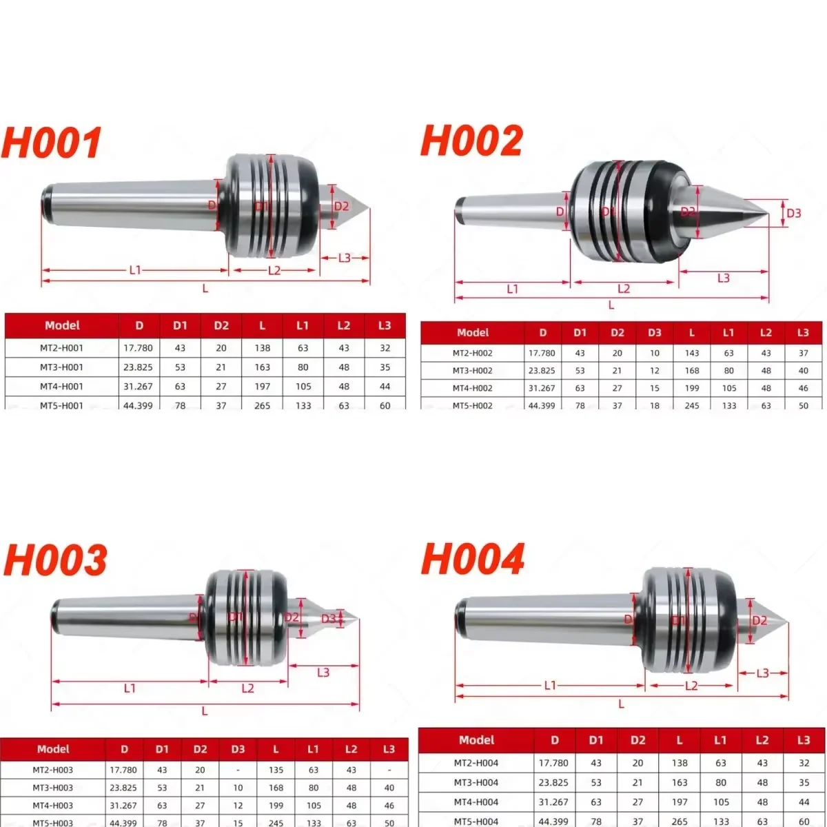 Mohs High-precision Rotary Movable Top Pin Imported Bearing CNC Lathe Top Alloy Transition Drive MT2 MT3 MT4 MT5 H004 HOO2 H003