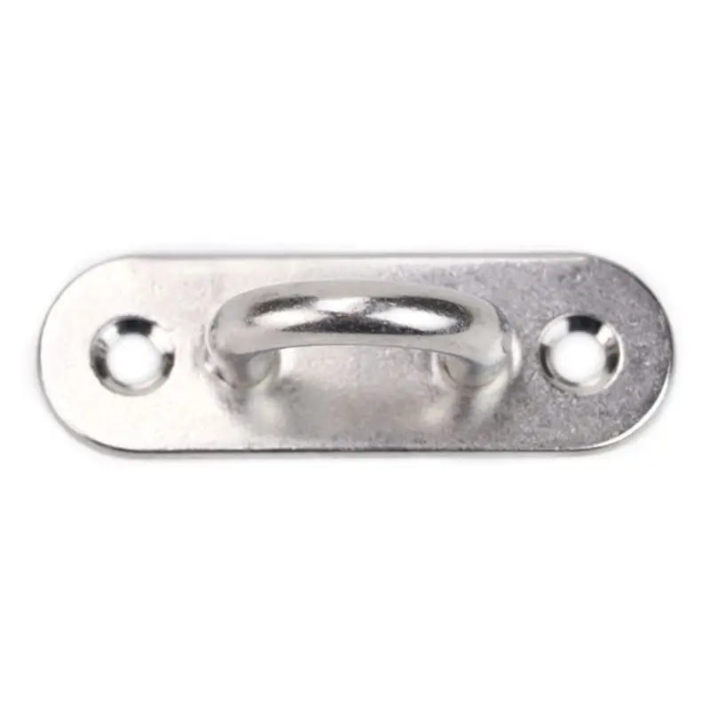 6 個 5 ミリメートルステンレス鋼アイプレート長方形パッドアイプレート金属ステープルリングフックハードウェアボート機器 H9EE