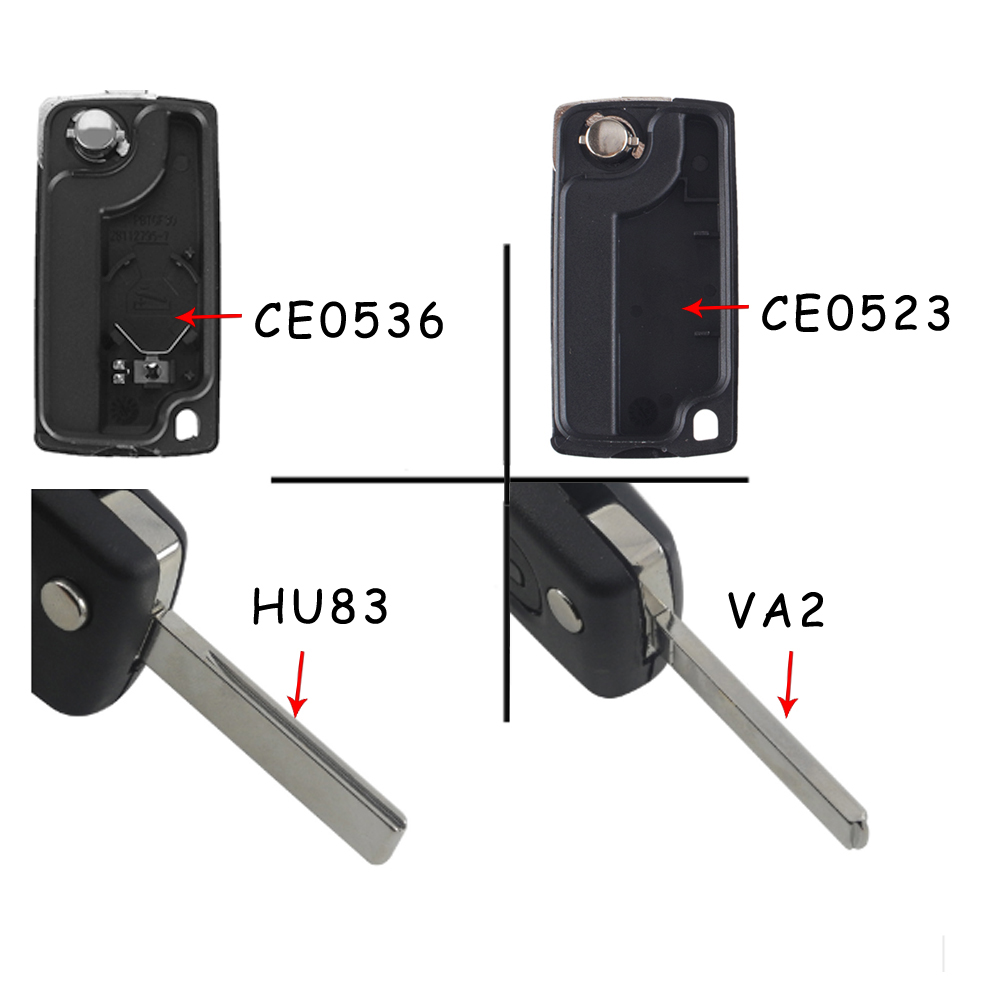 KEYYOU-Caso chave remoto para Peugeot, Flip Folding Car Key Shell, 2 3 4 Botões, Peugeot 207 307 308 407 607 807, Citroen C2 C3 C4 C5 C6