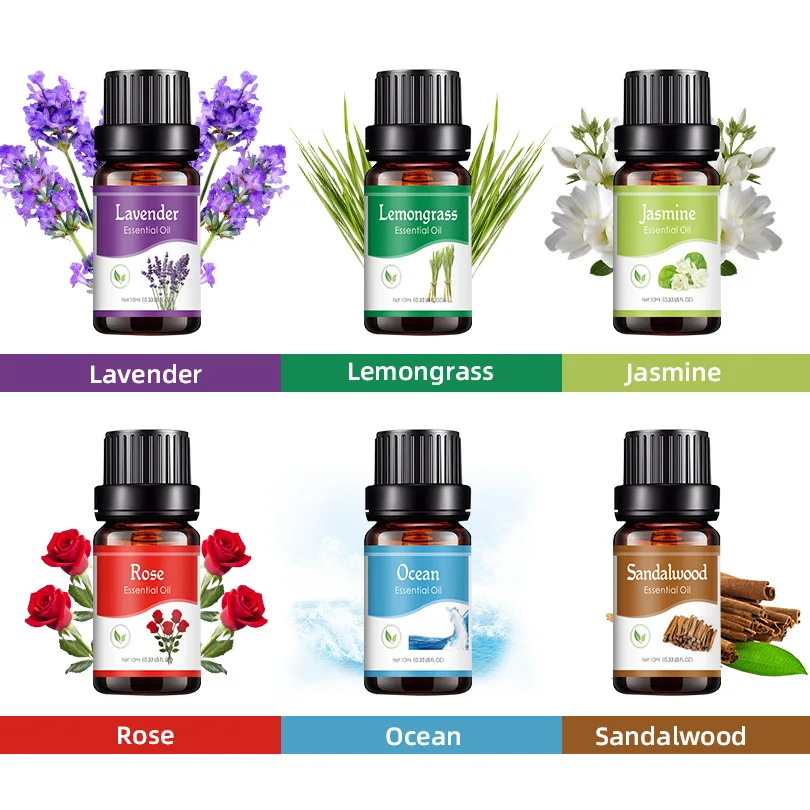Aceites esenciales de 18 sabores para difusor de Aroma, humidificador de aire para el hogar, soluble en agua, ambientador de 10ml, aroma, aceite aromático