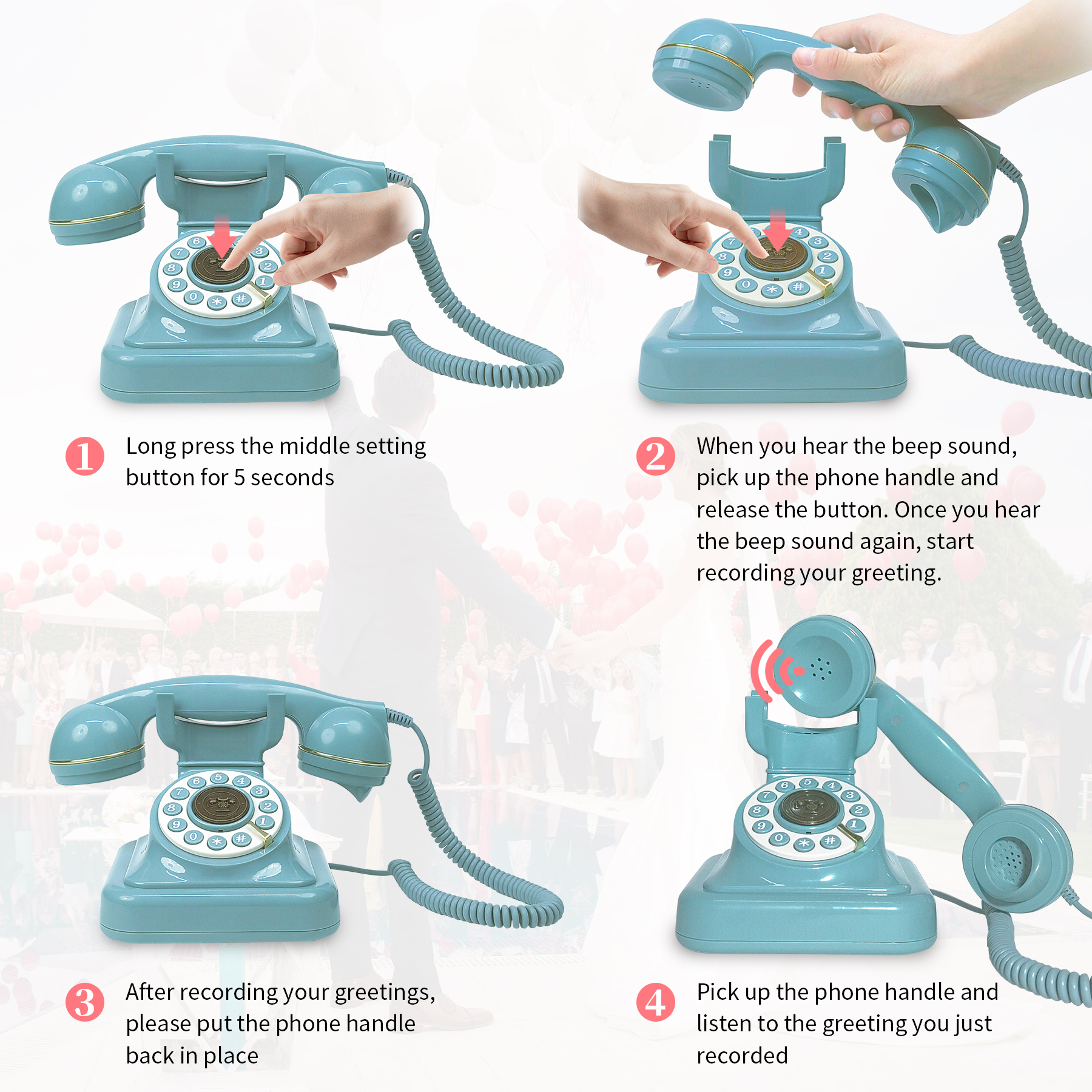 Wireless Audio Message book Custom Voice Guest Book for Wedding/Event Recording Device with USB Rechargeable