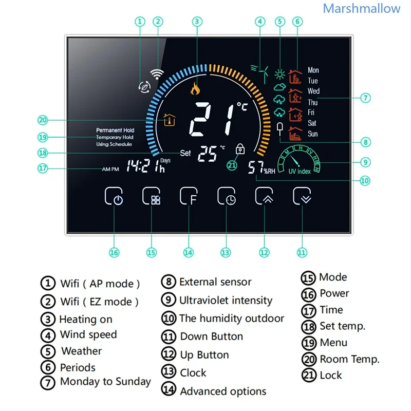 Termostato programable inteligente Tuya WiFi LCD Caldera Gas caldera de agua calefacción aplicación Control de voz funciona con Alexa Echo Google Home