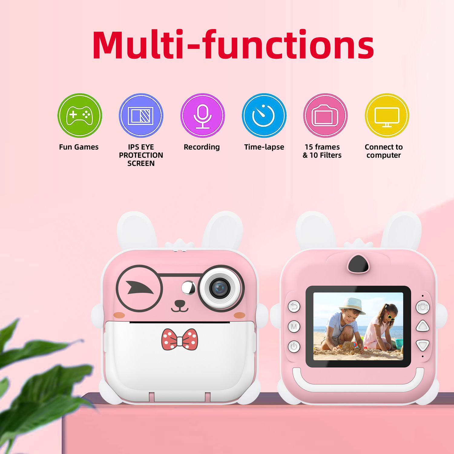 Child Cartoon Camera Instant Print Photo Digital Camera Portable Mini Thermal Print Camera Parent-Child Interaction Toys Camera