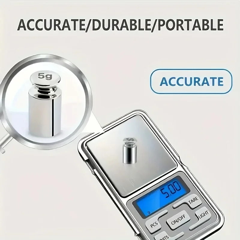 High Precision Mini Pocket Scale 500g/0.1g, Portable Digital Jewelry Scale, Accurate Small LCD Weighing Device for Easy Carry
