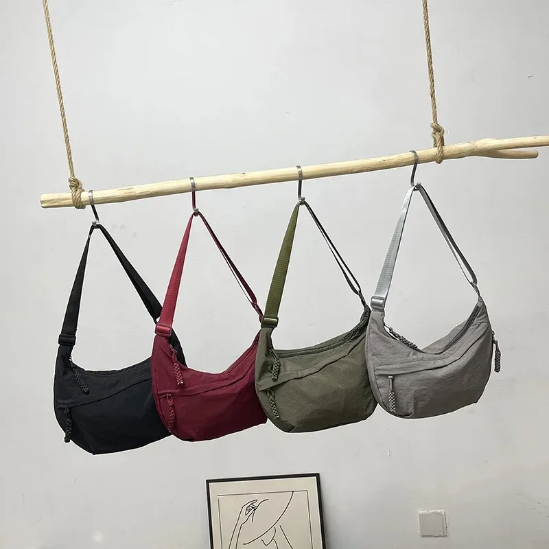 Solid color trendy shoulder bag, personalized multifunctional canvas bag, daily minimalist dumpling bag