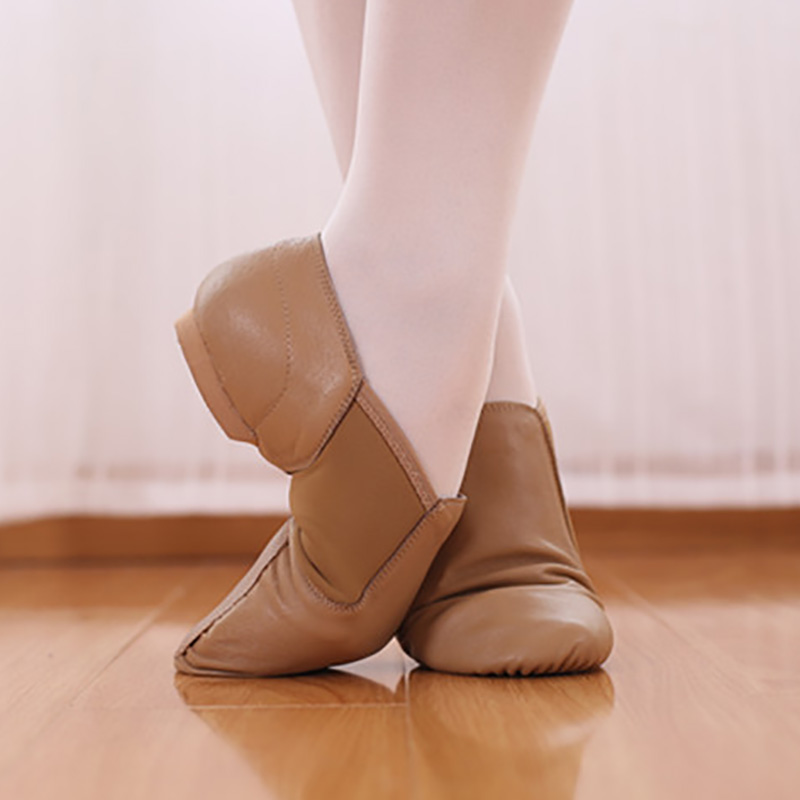 USHINE 24-44 zapatos de baile de Jazz de cuero genuino Tan negro suela antideslizante zapatos de Jazz adultos zapatillas de baile para niños niñas mujeres