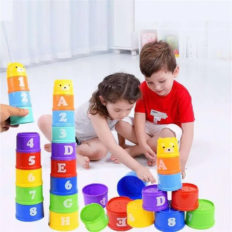 Gioco impilabile Tazza Gioco da tavolo per bambini Concorso di velocità manuale Tazza pieghevole con numeri Lettere Forme Giocattolo puzzle per l'educazione precoce