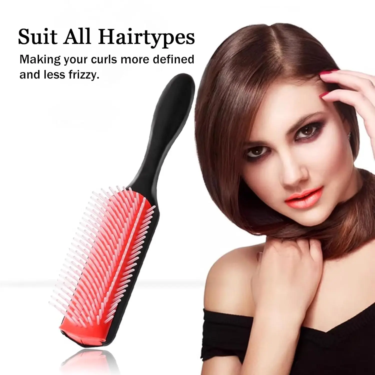 Escova de cabelo desembaraçadora de 9 fileiras, escova de cabelo, massageador do couro cabeludo, pente molhado reto para mulheres, homens, salão de beleza, escova de cabelo encaracolado