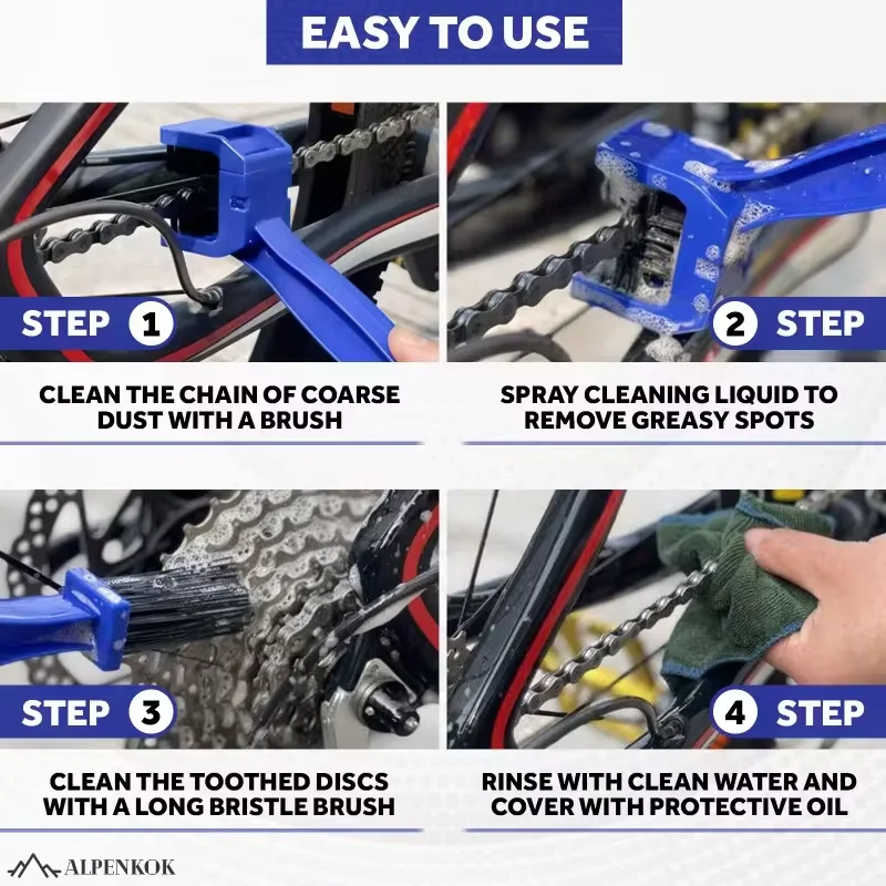 Cepillo de limpieza de cadena de bicicleta de carretera de motocicleta, limpiador de cadena de bicicleta portátil de 1 pieza, kit de herramientas de limpieza de bicicleta, mantenimiento de limpiador de cadena de ciclismo