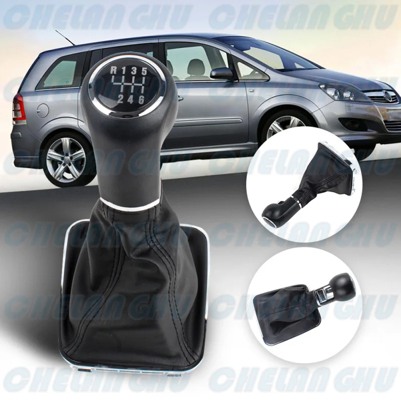 For Opel Zafira B 2005 2006 2007 2008 2009 2010 Car-styling 6 speed gear shift knob with pu  boot Car accessories