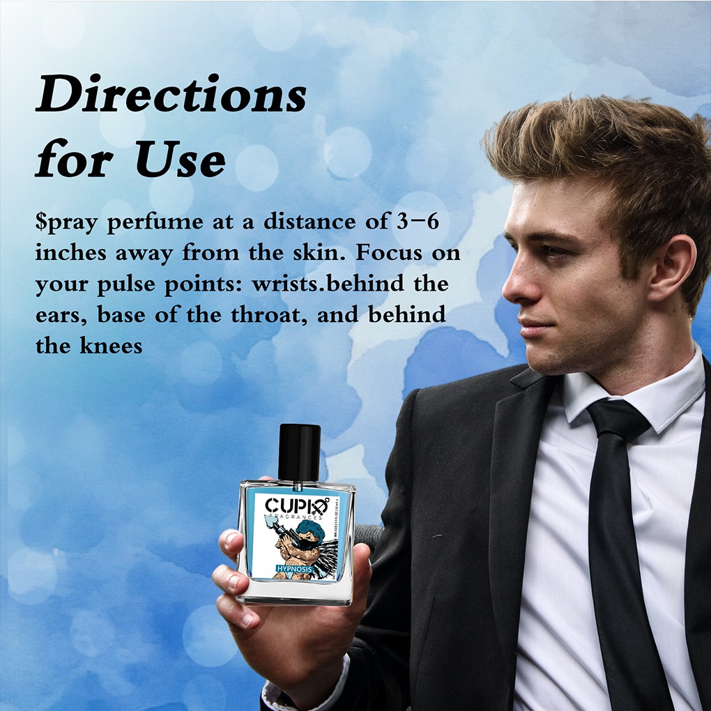 CUPID 50ML Blue Glass Bottle Men's 2 in 1 Cologne Luxurious Scent for the Modern Gentleman Comes with two portable perfumes