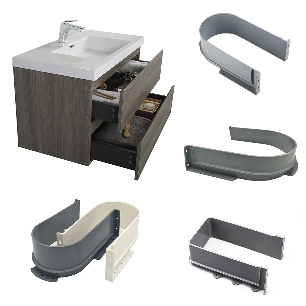 Anillo en U de plástico para debajo del fregadero, trampa para botellas, armario de baño, cajón de lavabo, extraíble, empotrado, cubierta de recorte en U para ojal de drenaje
