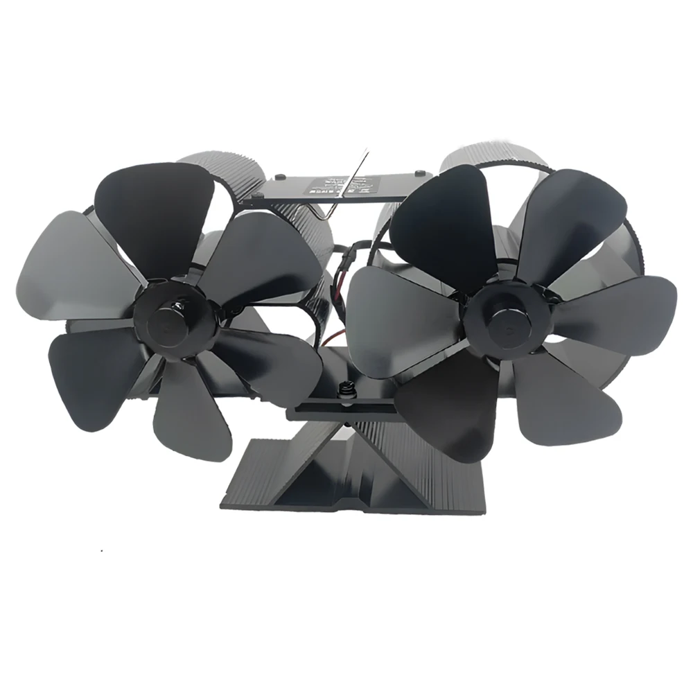 Ventilador de fogão a lenha alimentado por calor, motores silenciosos duplos, 6 lâminas, não elétrico, ventilador de lareira ativado por calor com suporte e terapia magnética
