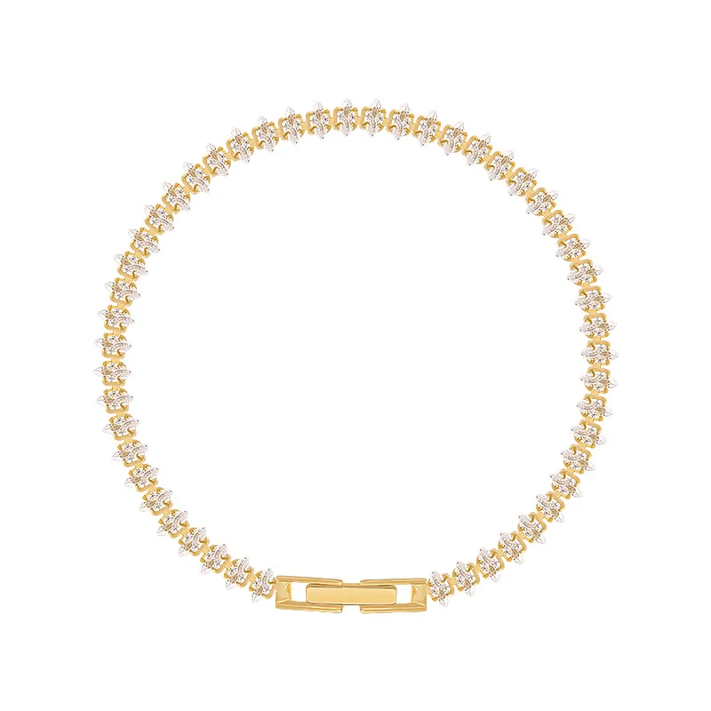 Pulseras de cadena geométrica de cristal romano de lujo para mujer, pulsera gótica de moda con diamantes de imitación, pulsera con dije de marquesa, regalo de joyería