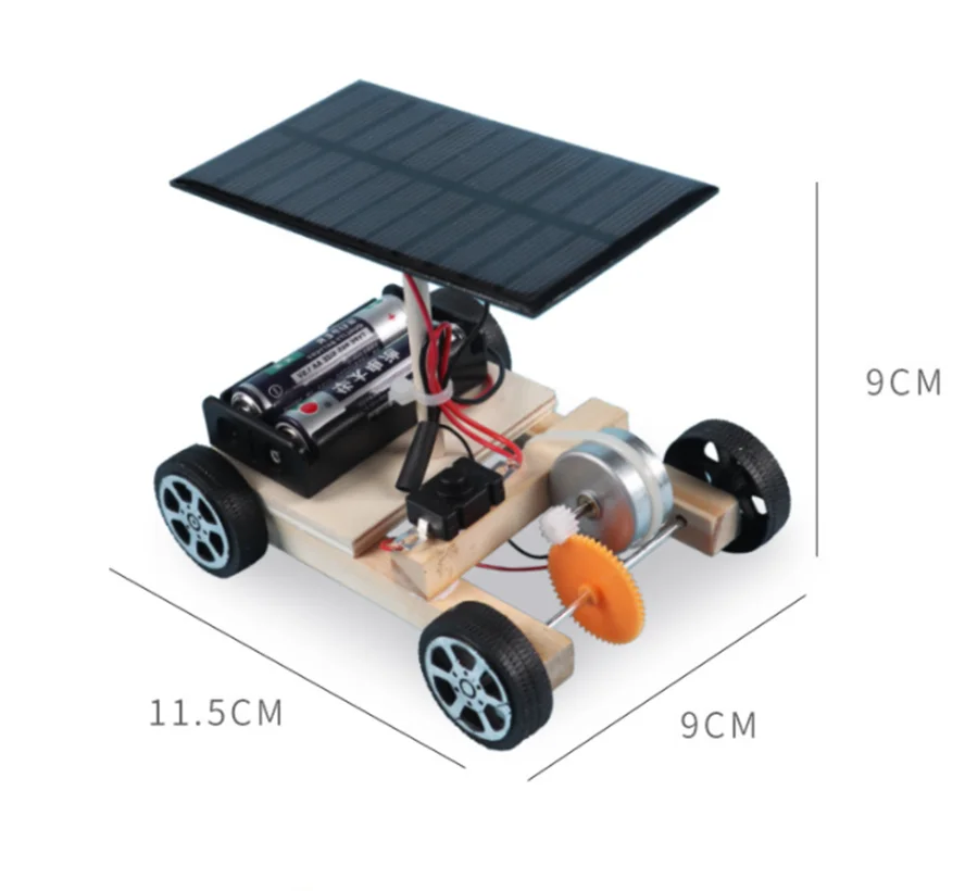 DIY Kids Creative Wooden Puzzle Solar Car Toy Science Experimental Tool Kit Learning Education Games for Kids Teaching Aid Gift