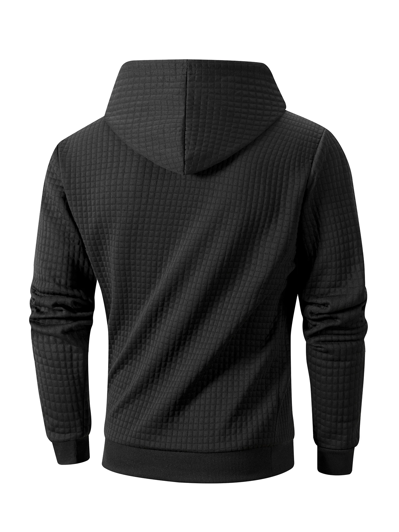 Moletom com capuz masculino padrão waffle outono/inverno casual sólido pulôver quente moletom solto esportes ao ar livre com capuz tops roupas masculinas