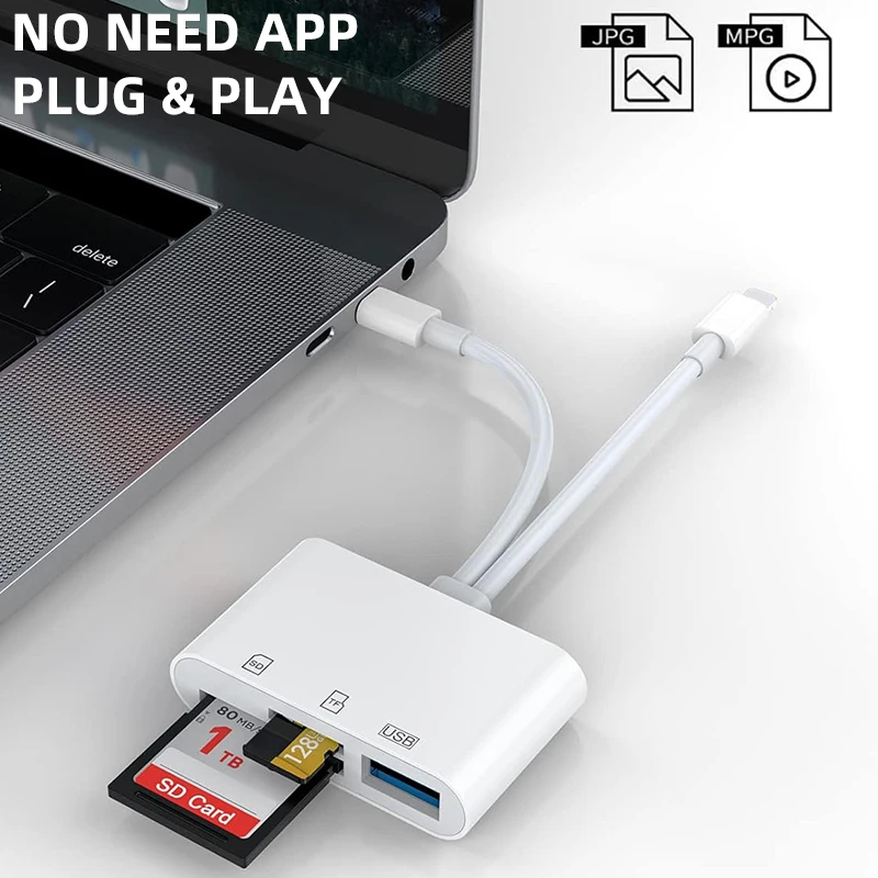 Устройство чтения карт SD 5-в-1 Адаптер Lightning/Type C к USB 3.0/SD/TF Устройство чтения карт памяти для iPhone iPad MacBook Samsung Android