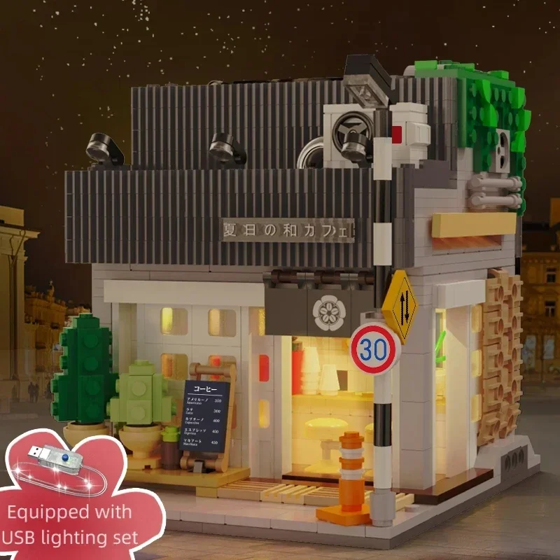 Japanse Street View Bouwstenen Theehuis Broodje Huis Cafe Winkel Architectuur Model Bakstenen Kinderen DIY Speelgoed Vakantiegeschenken