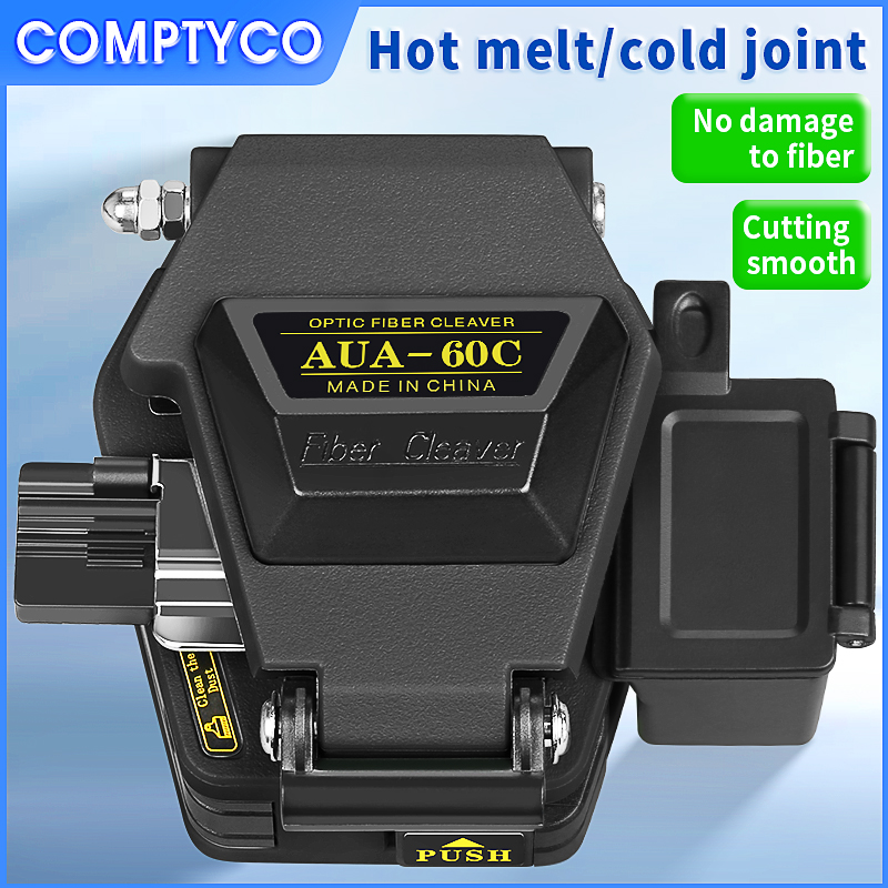 COMPTYCO AUA-60C Fiber Cleaver FTTH Hot Melt / Cold Connection Cutter Fiber Optic Cable Cutting Knife Tool With Waste Fiber Box