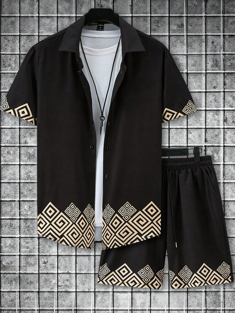 Ensemble chemise d'été pour hommes, chemise et short imprimés en 3D, mode décontractée, frais, Simple, chemise hawaïenne à revers