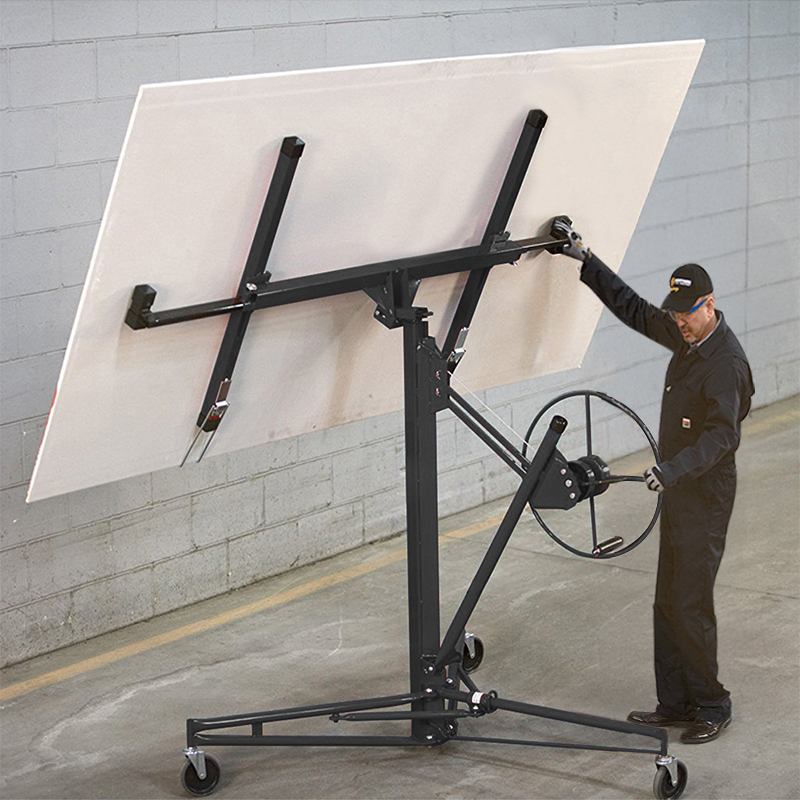 【Breeins】16FT Rolling Drywall Lifter Panel Hoist Jack Tool Heavy Tools