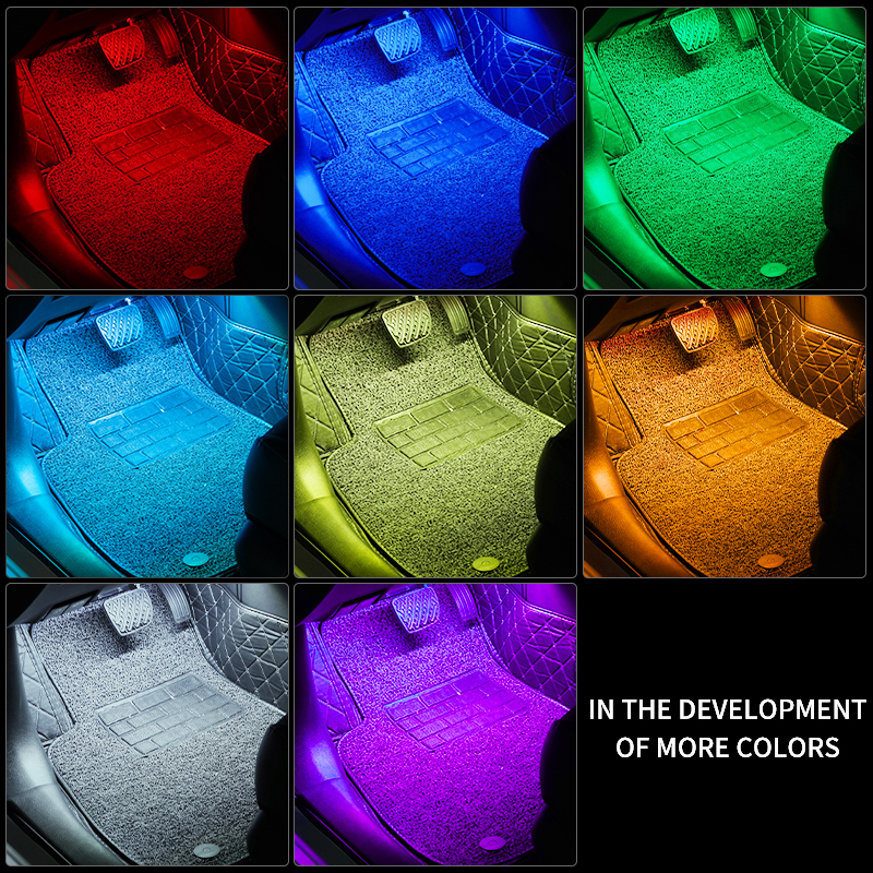 นีออน LED ภายในรถ Ambient Foot Strip Light ชุดอุปกรณ์เสริม RGB Backlight Remote App ควบคุมเพลงอัตโนมัติโคมไฟตกแต่ง