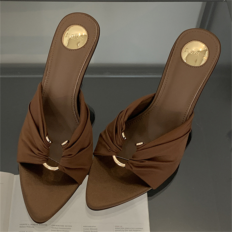 Eilyken/летние женские тапочки, модные туфли на тонком высоком каблуке с открытым носком, уличный стиль, вечерние шлепанцы для стриптиза, Zapatos De Mujer