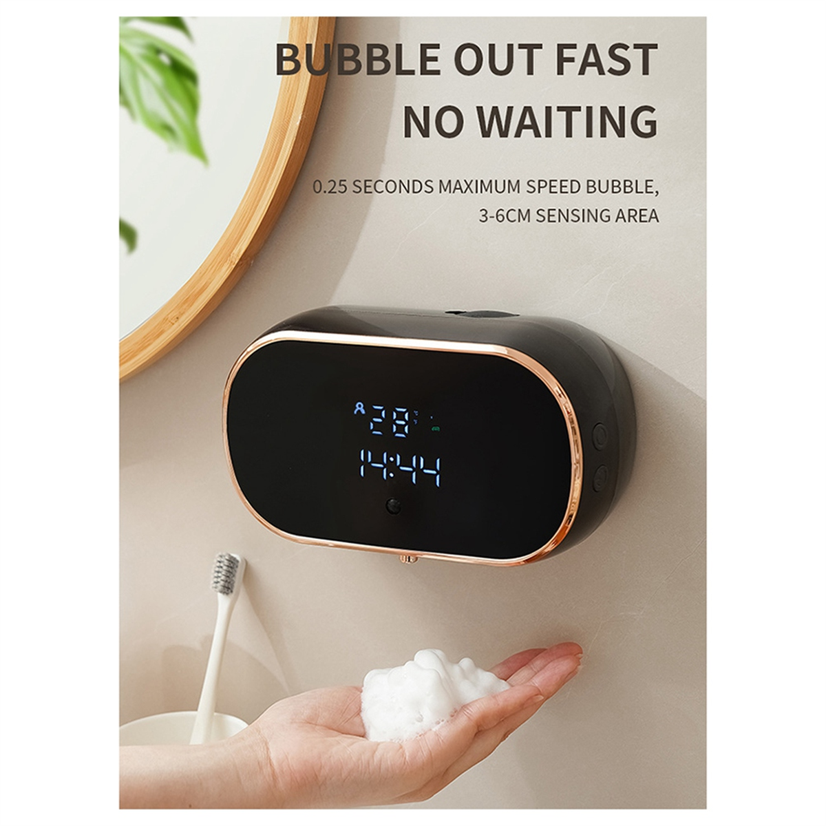 BABQ センサーソープディスペンサー 自動泡ハンドウォッシュディスペンサー 壁掛け液体ソープディスペンサー 浴室用 キッチン ホワイト