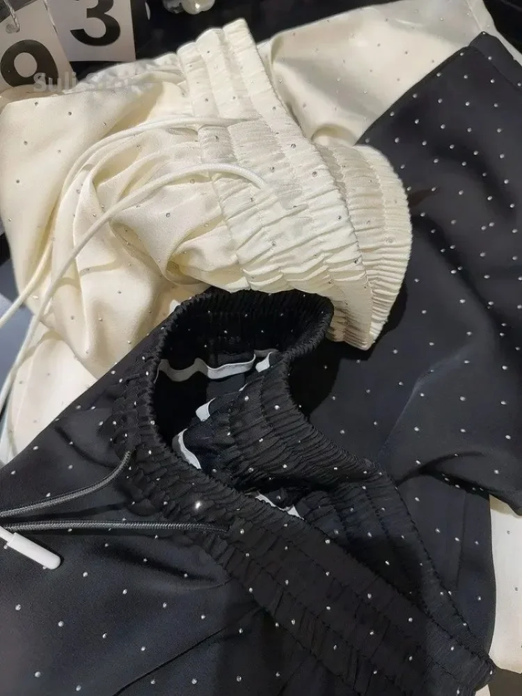 2024 nova primavera verão calças femininas high end miçangas soltas calças retas pantalones mujer moda coreana streetwear