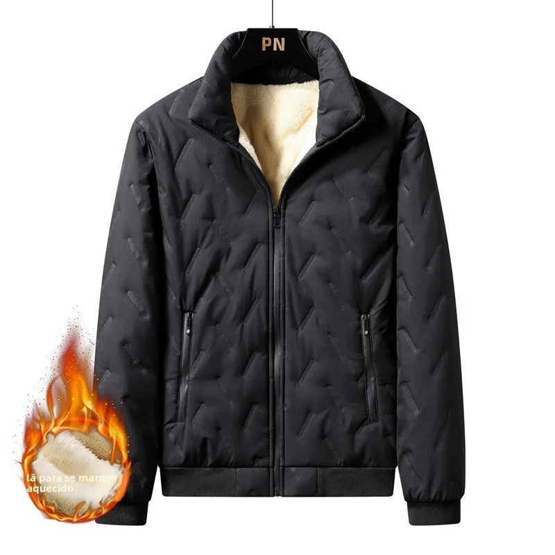 Jaqueta de Aodão de Veludo de Cordeiro Reforçada com Gola Alta, Resistente ao Uso, Roupas de Trabalho de Inverno para Homen...