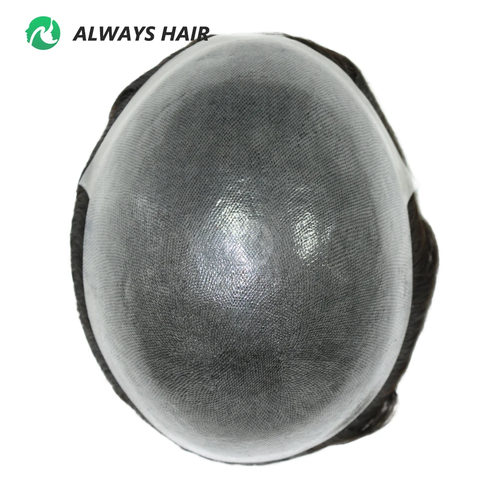 OS25-Pelucas de cabello indio peluquín de piel fina para hombre densidad del cabello 100% 110% 1/8 "V Loop Front & Knot sistema de prótesis de cabello liquidación