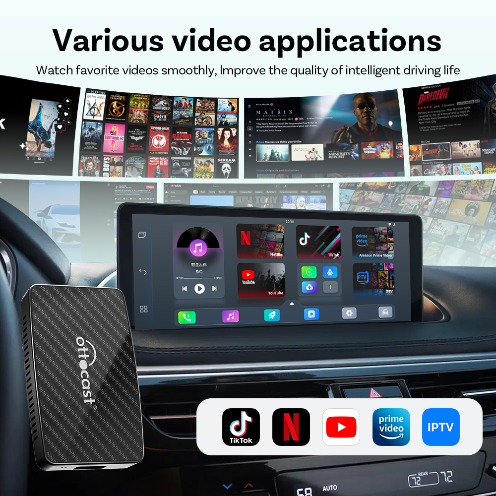 OTTOCAST Play2 Video Pro Carplay Ai Box Беспроводной Android Авто адаптер Встроенный Youtube Netflix Для VW Benz Ford 99% автомобилей
