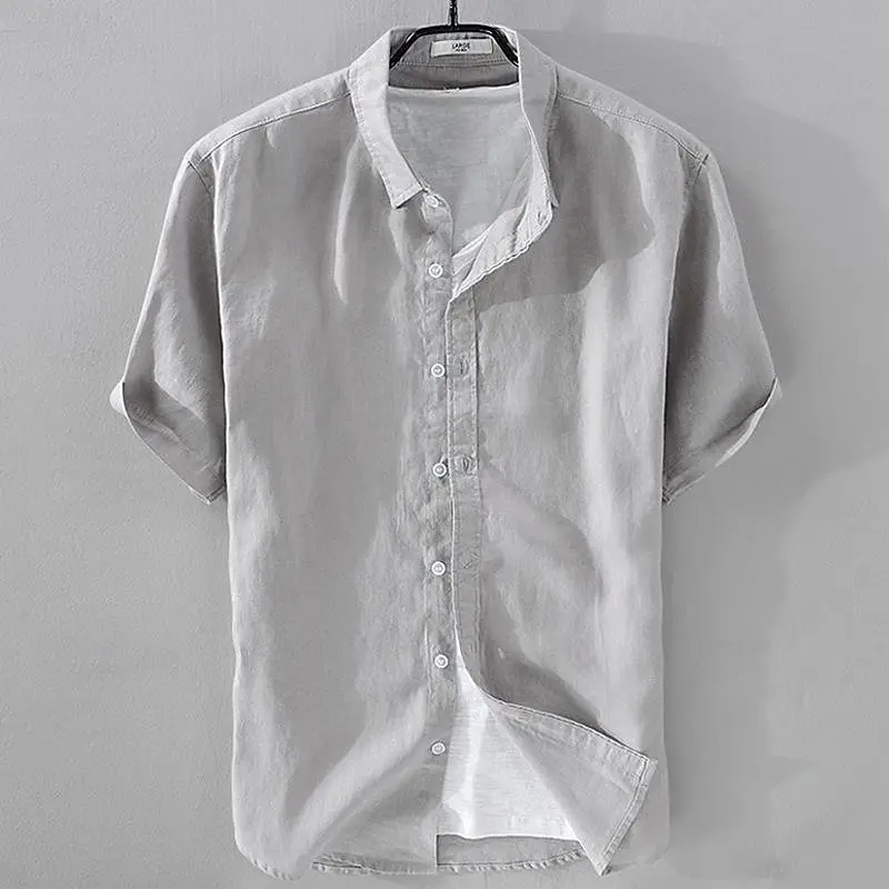 Camisa hawaiana informal suave y cómoda con botones y cuello en V de verano para hombre Color sólido blanco negro