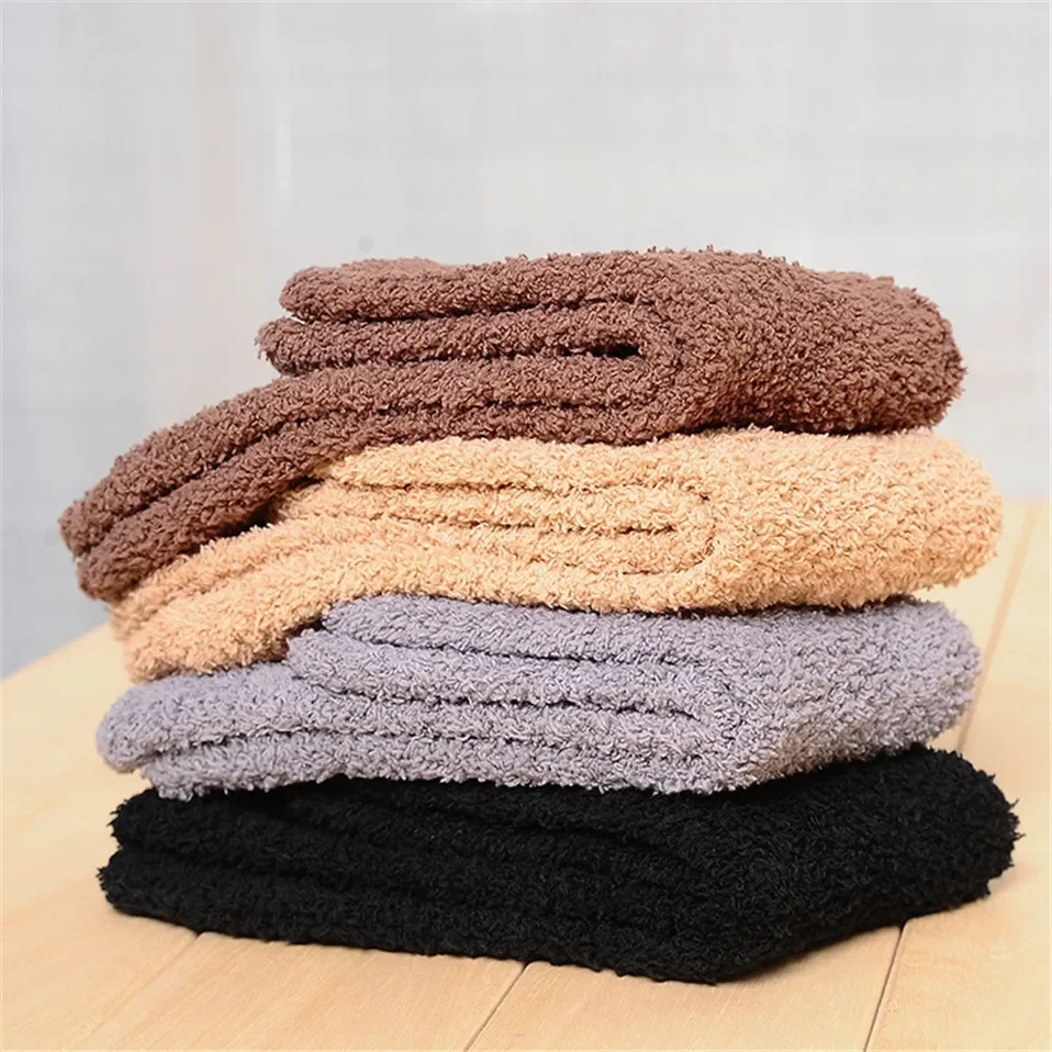 Calcetines mullidos y cálidos para hombre, calcetín de toalla de terciopelo Coral elástico suave, térmico, acogedor, para dormir, invierno, envío directo